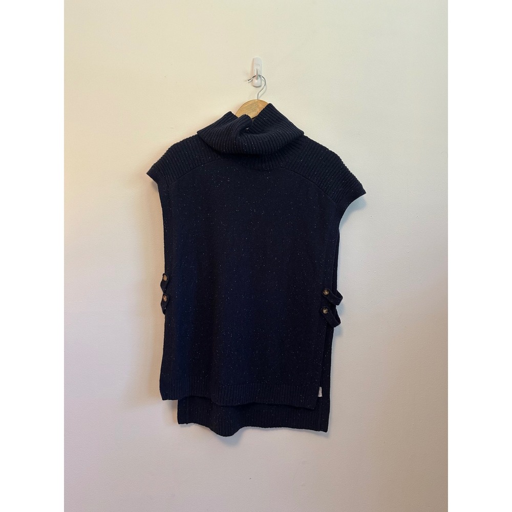 Pendleton Navy Blue Speckled Lambswool and Yak Hair Poncho Sweater Vest